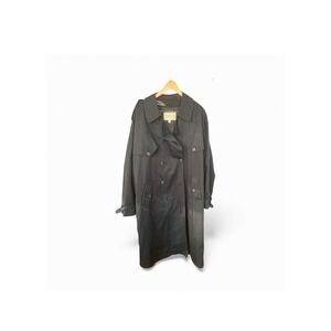 TOWNE by London Fog Men's Trench Coat 48 Long Black Double Breasted Classic Coat